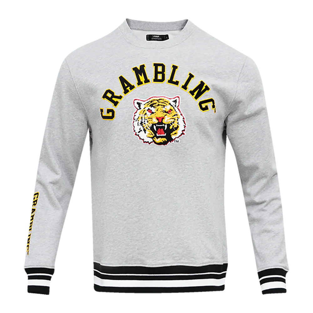 GRAMBLING STATE UNIVERSITY CLASSIC MEN'S STACKED LOGO CREWNECK (HEATHER GRAY/BLACK)