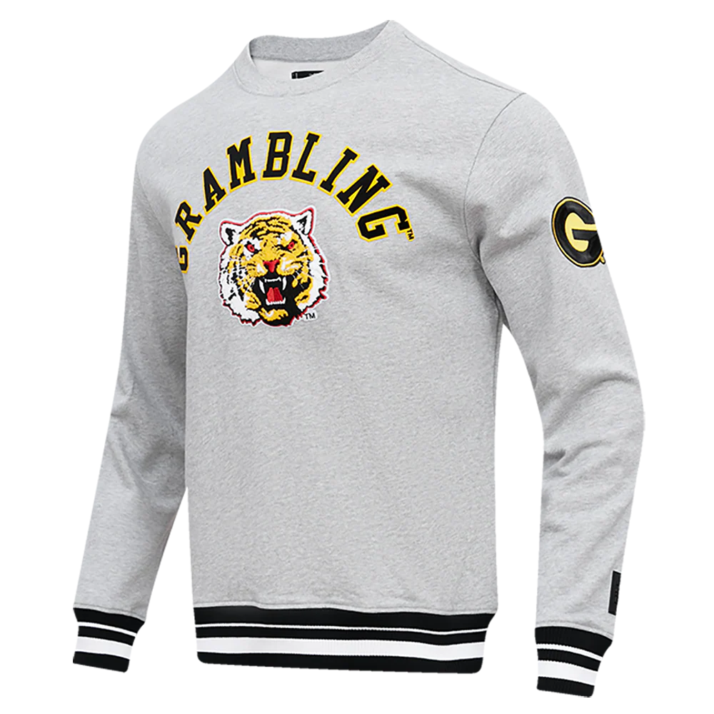 GRAMBLING STATE UNIVERSITY CLASSIC MEN'S STACKED LOGO CREWNECK (HEATHER GRAY/BLACK) - Image 3