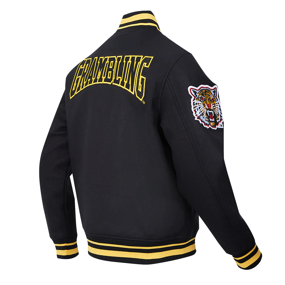 COLLEGE GRAMBLING STATE UNIVERSITY CREST EMBLEM MEN'S RIB WOOL VARSITY J (BLACK/YELLOW) - Image 4