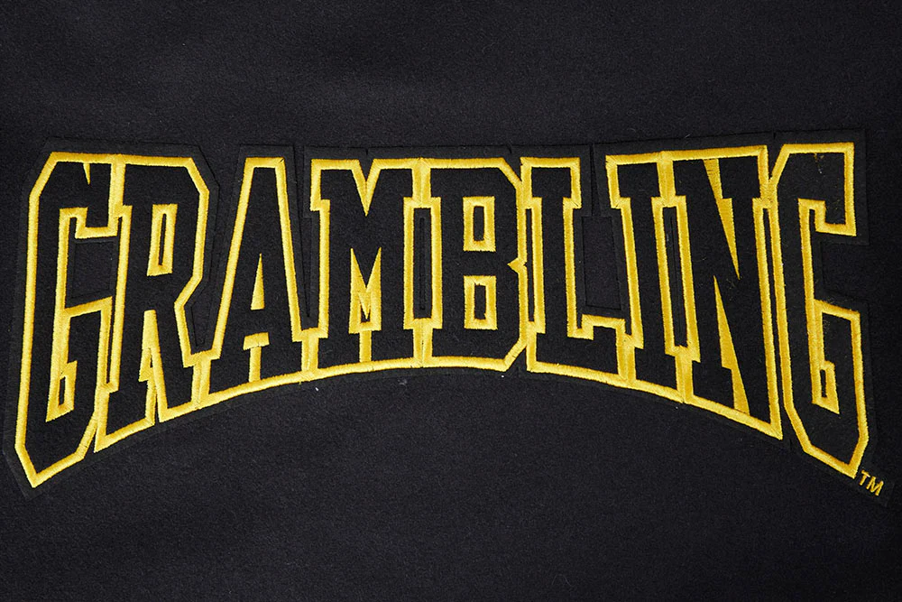 COLLEGE GRAMBLING STATE UNIVERSITY CREST EMBLEM MEN'S RIB WOOL VARSITY J (BLACK/YELLOW) - Image 8