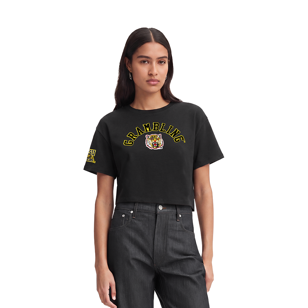 GRAMBLING STATE UNIVERSITY CLASSIC SINGLE JERSEY BOXY TEE (BLACK)