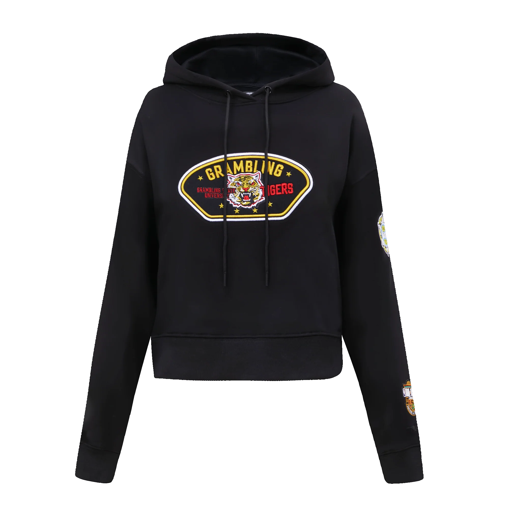 NBA X HBCU ALL STAR 2023 WOMEN'S GRAMBLING FLEECE CROPPED PULLOVER HOODIE (BLACK)