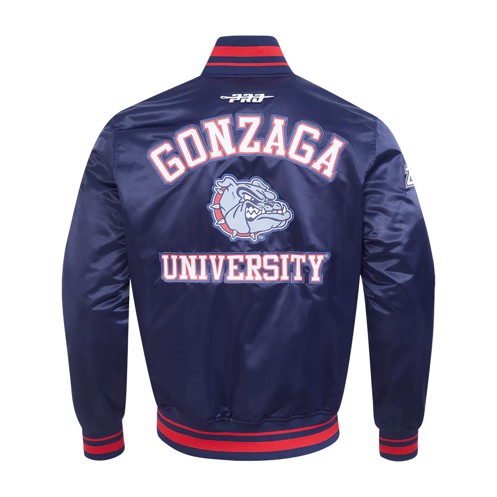 GONZAGA UNIVERSITY CLASSIC RIB SATIN JACKET (MIDNIGHT NAVY/RED/MIDNIGHT NAVY) - Image 3