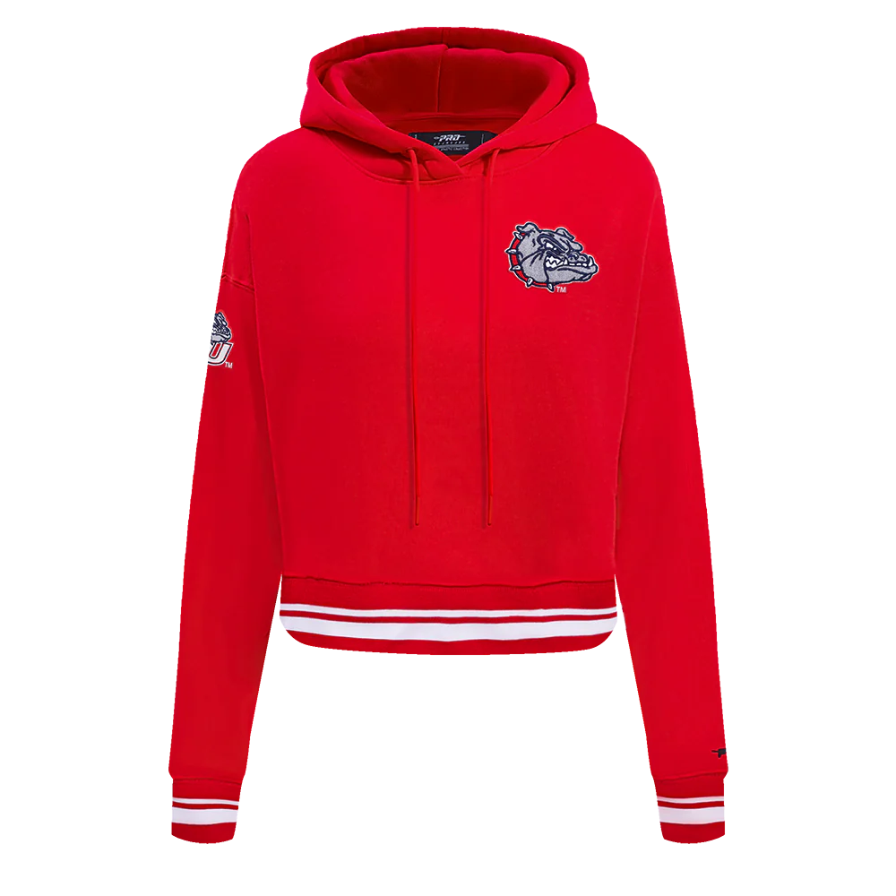 GONZAGA UNIVERSITY CLASSIC RIB FLEECE CROPPED PULLOVER HOODIE (RED)