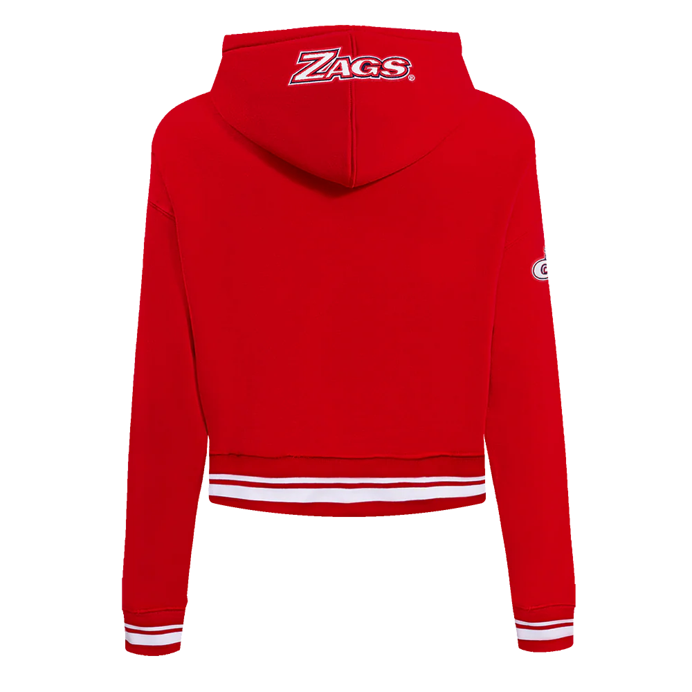 GONZAGA UNIVERSITY CLASSIC RIB FLEECE CROPPED PULLOVER HOODIE (RED) - Image 3
