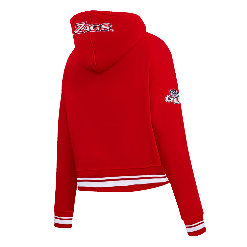 GONZAGA UNIVERSITY CLASSIC RIB FLEECE CROPPED PULLOVER HOODIE (RED) - Image 4