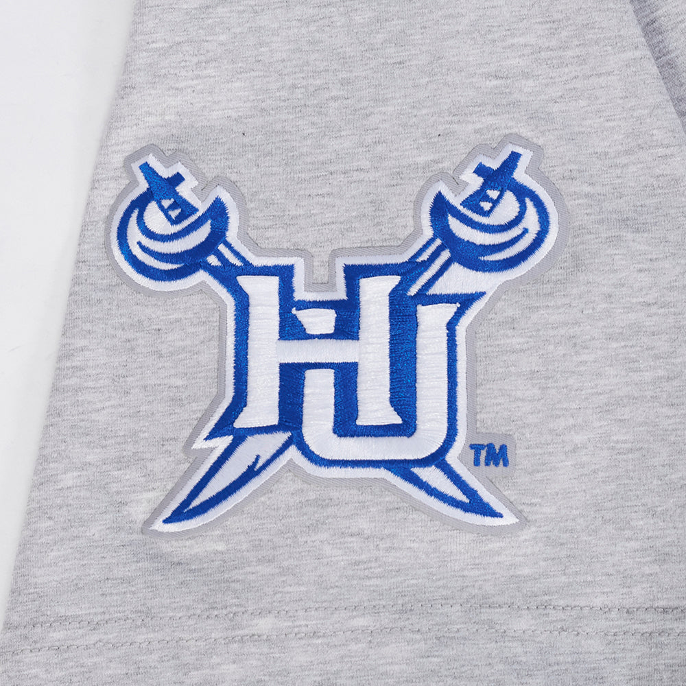 HAMPTON UNIVERSITY CLASSIC MEN'S STACKED LOGO SINGLE JERSEY TEE (HEATHER GREY) - Image 6