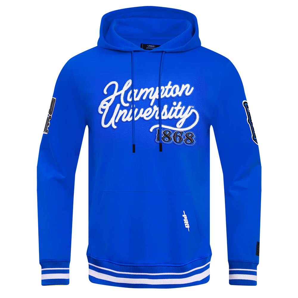 COLLEGE HAMPTON UNIVERSITY VINTAGE VARSITY MEN'S RIB FLC PO HOODIE (ROYAL BLUE)