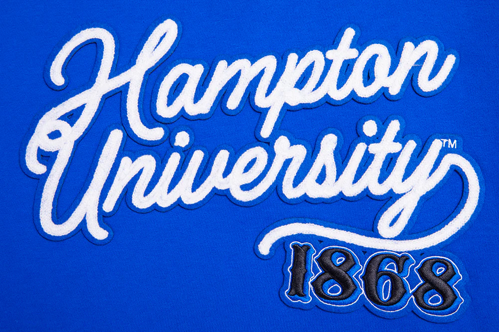 COLLEGE HAMPTON UNIVERSITY VINTAGE VARSITY MEN'S RIB FLC PO HOODIE (ROYAL BLUE) - Image 6