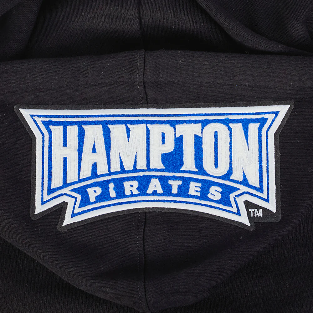 HAMPTON UNIVERSITY CLASSIC MEN'S STACKED LOGO FLC PO HOODIE (BLACK/ROYAL BLUE/BLACK) - Image 7