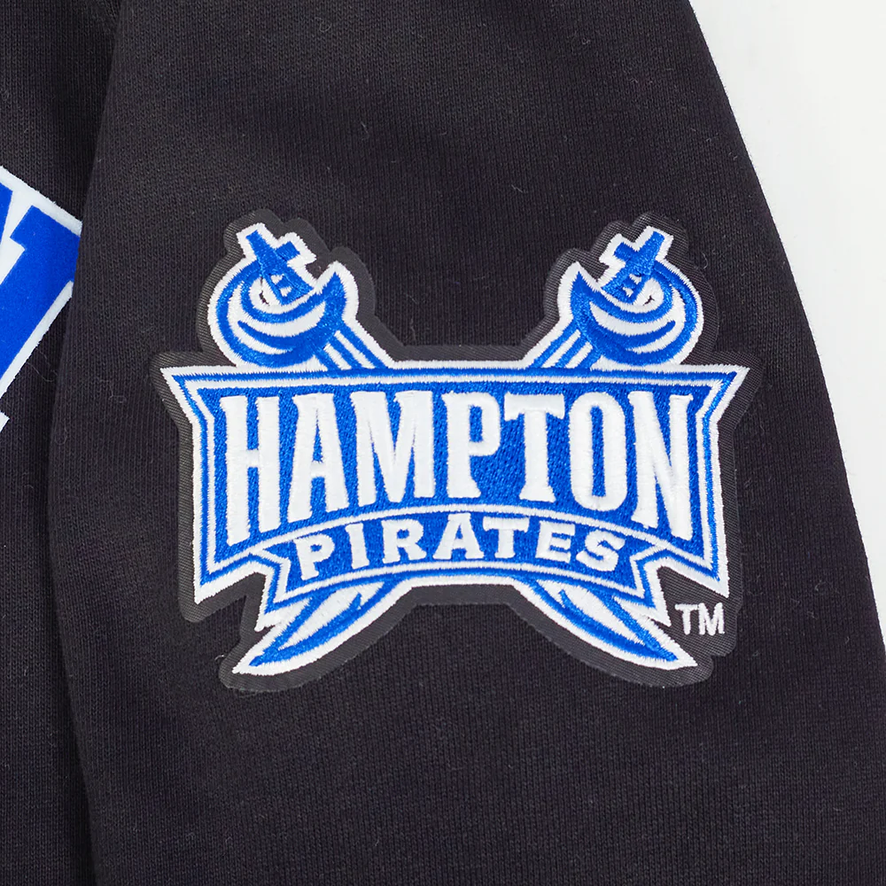 HAMPTON UNIVERSITY CLASSIC MEN'S STACKED LOGO FLC PO HOODIE (BLACK/ROYAL BLUE/BLACK) - Image 8