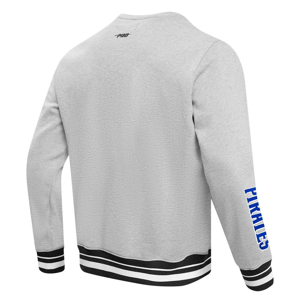 HAMPTON UNIVERSITY CLASSIC MEN'S STACKED LOGO FLEECE CREWNECK (HEATHER GRAY/BLACK) - Image 4