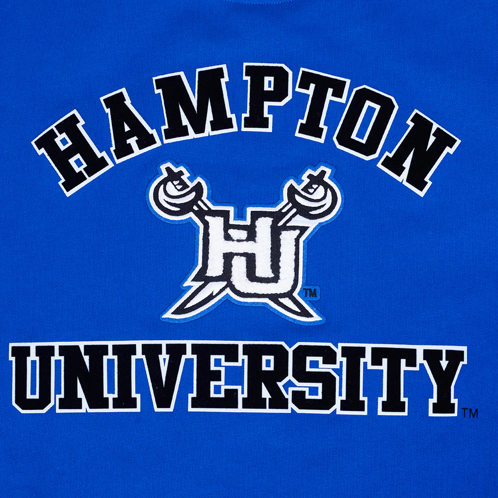 HAMPTON UNIVERSITY CLASSIC MEN'S STACKED LOGO FLEECE CREWNECK (ROYAL BLUE) - Image 5