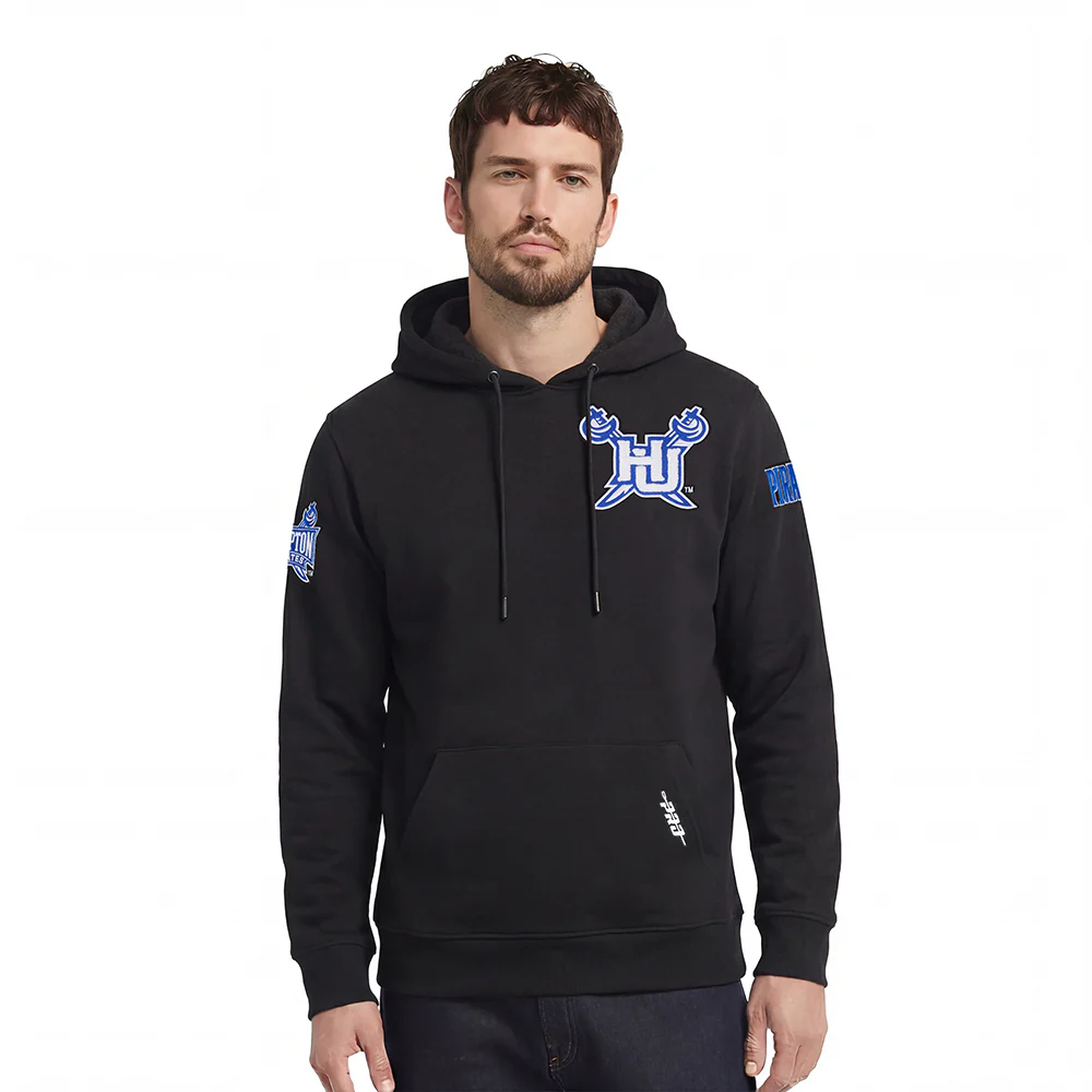 HAMPTON UNIVERSITY CLASSIC MEN'S DOUBLE KNIT PULLOVER HOODIE (BLACK)