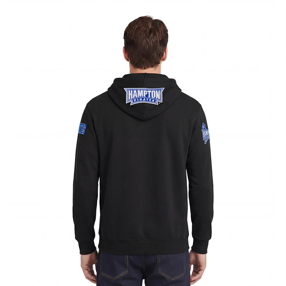 HAMPTON UNIVERSITY CLASSIC MEN'S DOUBLE KNIT PULLOVER HOODIE (BLACK) - Image 2