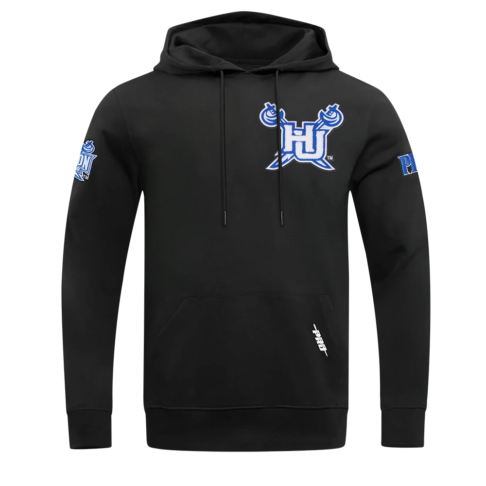 HAMPTON UNIVERSITY CLASSIC MEN'S DOUBLE KNIT PULLOVER HOODIE (BLACK) - Image 3