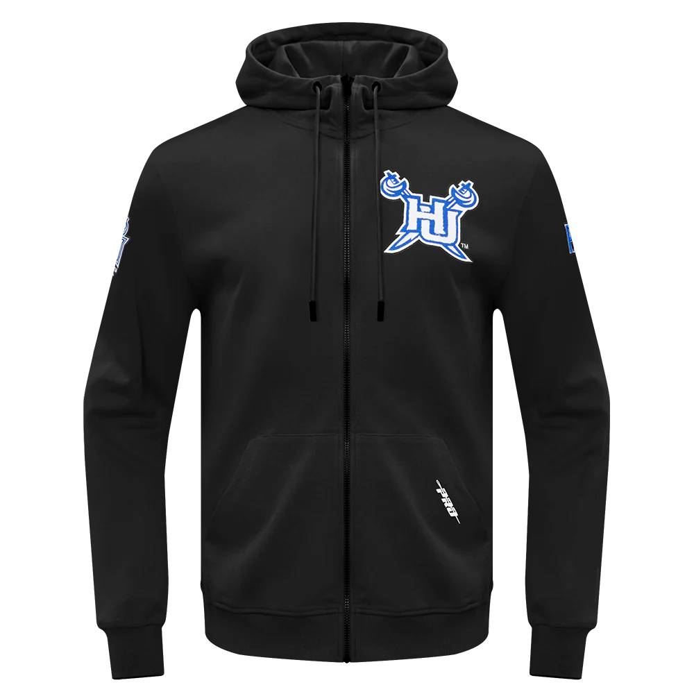 HAMPTON UNIVERSITY CLASSIC MEN'S DOUBLE KNIT FULL ZIP PULLOVER HOODIE (BLACK)