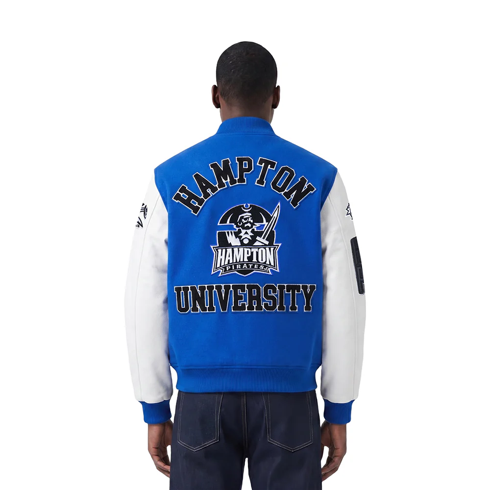 HAMPTON UNIVERSITY CLASSIC WOOL VARSITY JACKET (ROYAL BLUE/WHITE) - Image 2