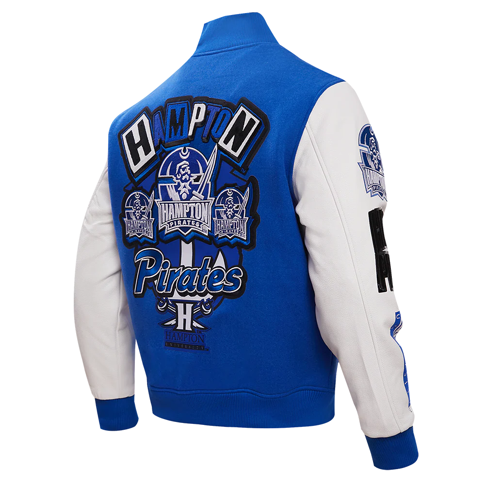 HAMPTON UNIVERSITY HOMECOMING MEN'S WOOL VARSITY JACKET (ROYAL BLUE/WHITE) - Image 4