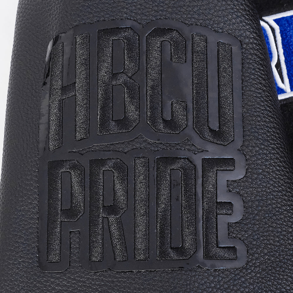 HAMPTON UNIVERSITY CLASSIC MEN'S RIB WOOL VARSITY JACKET (BLACK/ROYAL BLUE/BLACK) - Image 7