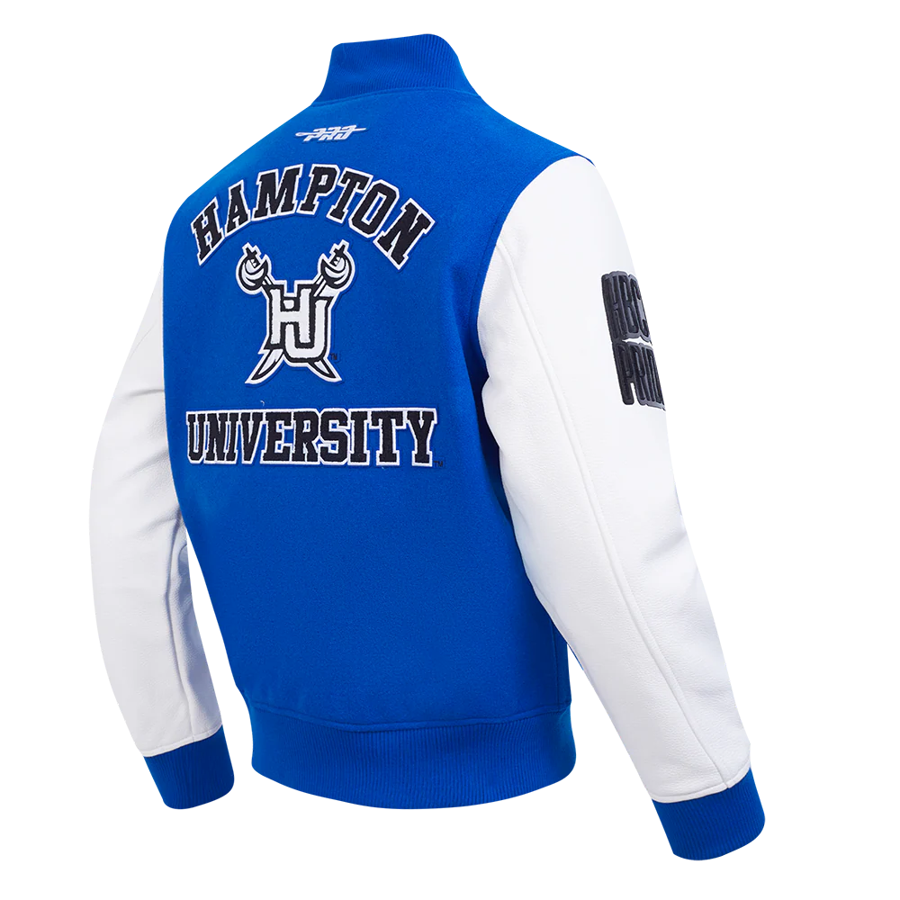 HAMPTON UNIVERSITY CLASSIC MEN'S WOOL VARSITY JACKET (ROYAL BLUE/WHITE) - Image 4