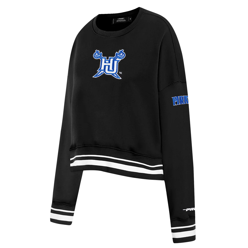 HAMPTON UNIVERSITY CLASSIC WOMEN'S RIB FLEECE CREWNECK (BLACK) - Image 2