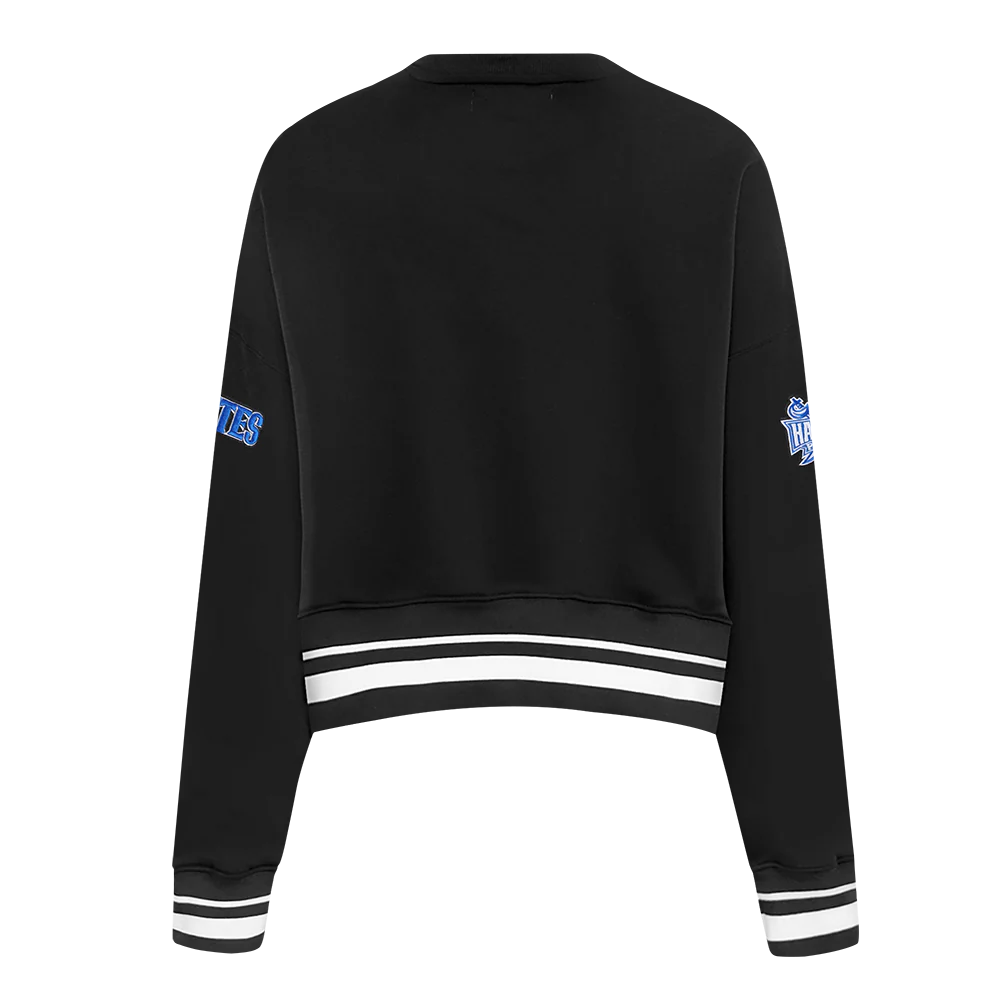 HAMPTON UNIVERSITY CLASSIC WOMEN'S RIB FLEECE CREWNECK (BLACK) - Image 3
