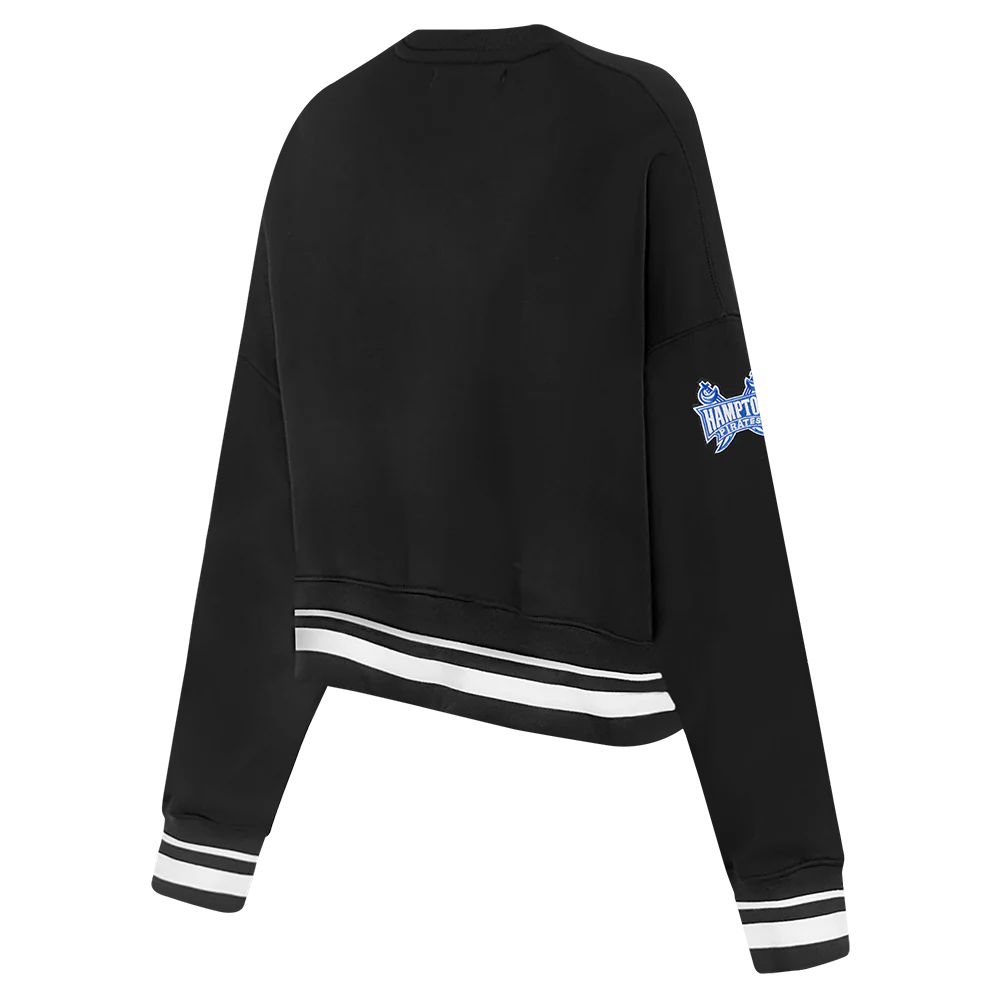 HAMPTON UNIVERSITY CLASSIC WOMEN'S RIB FLEECE CREWNECK (BLACK) - Image 4