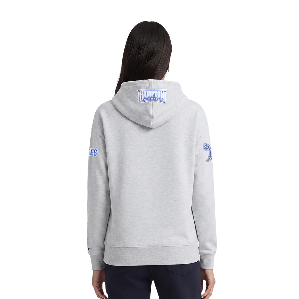 COLLEGE HAMPTON UNIVERSITY CLASSIC WOMEN'S FLC PO HOODIE (HEATHER GREY) - Image 2