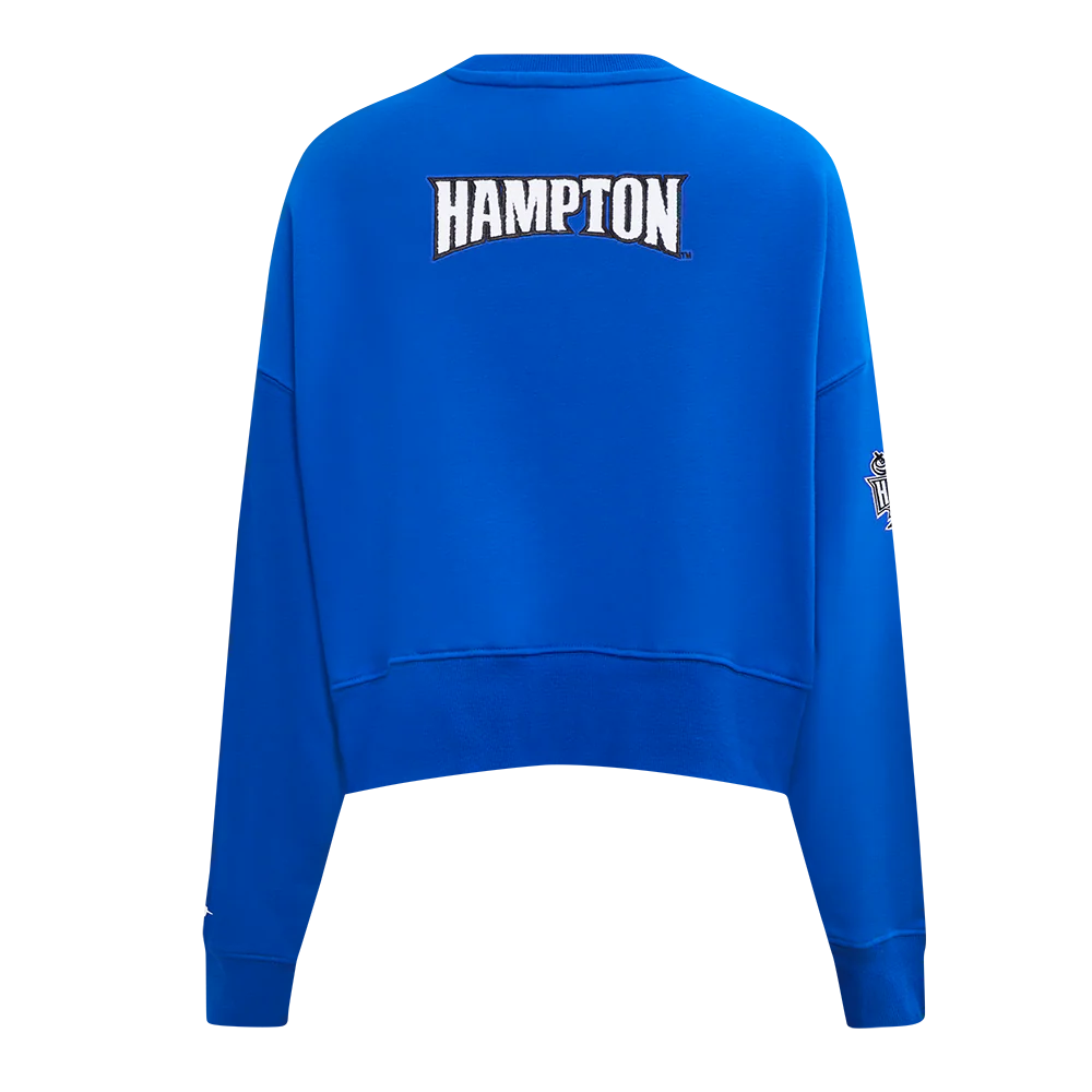 COLLEGE HAMPTON UNIVERSITY CLASSIC WOMEN'S FLC CREWNECK (ROYAL BLUE) - Image 8