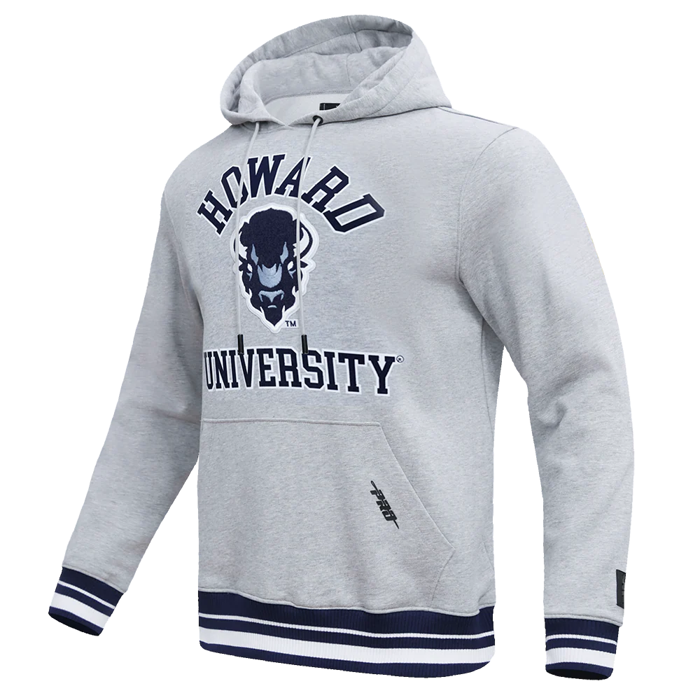 HOWARD UNIVERSITY CLASSIC MEN'S STACKED LOGO PO HOODIE (HEATHER GREY/MIDNIGHT NAVY) - Image 2