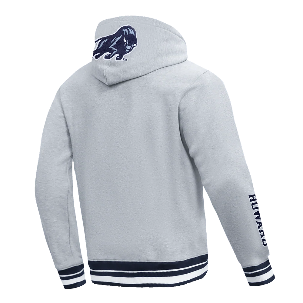 HOWARD UNIVERSITY CLASSIC MEN'S STACKED LOGO PO HOODIE (HEATHER GREY/MIDNIGHT NAVY) - Image 4
