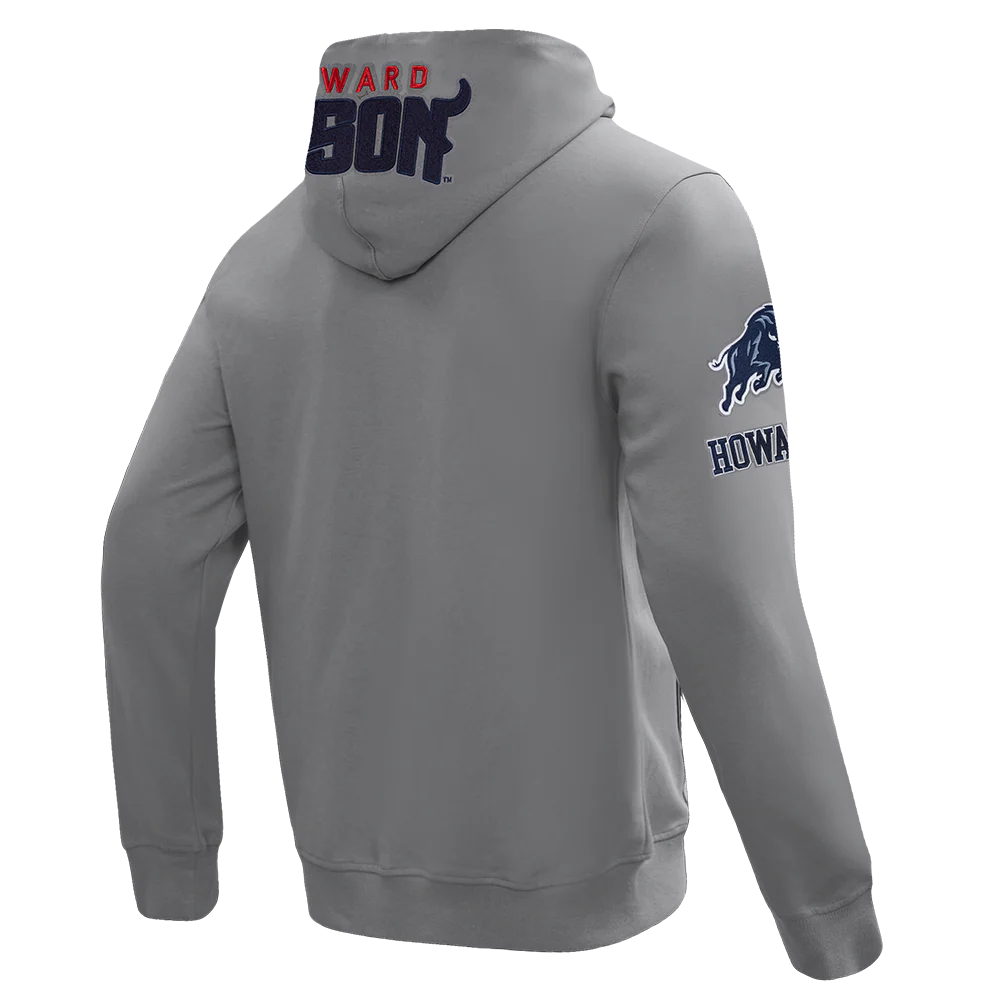 HOWARD UNIVERSITY CLASSIC MEN'S FULL ZIP PULLOVER HOODIE (GRAY) - Image 4