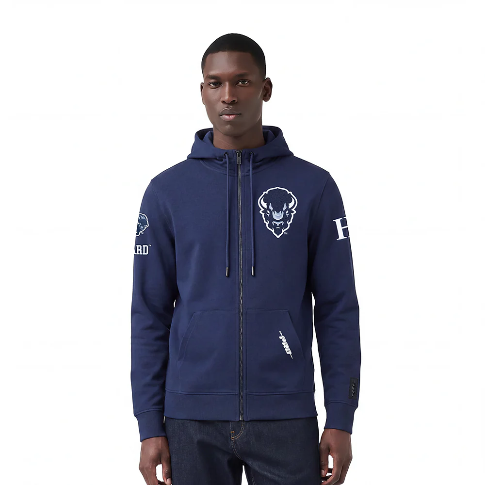 HOWARD UNIVERSITY CLASSIC MEN'S FULL ZIP PULLOVER HOODIE (MIDNIGHT NAVY)