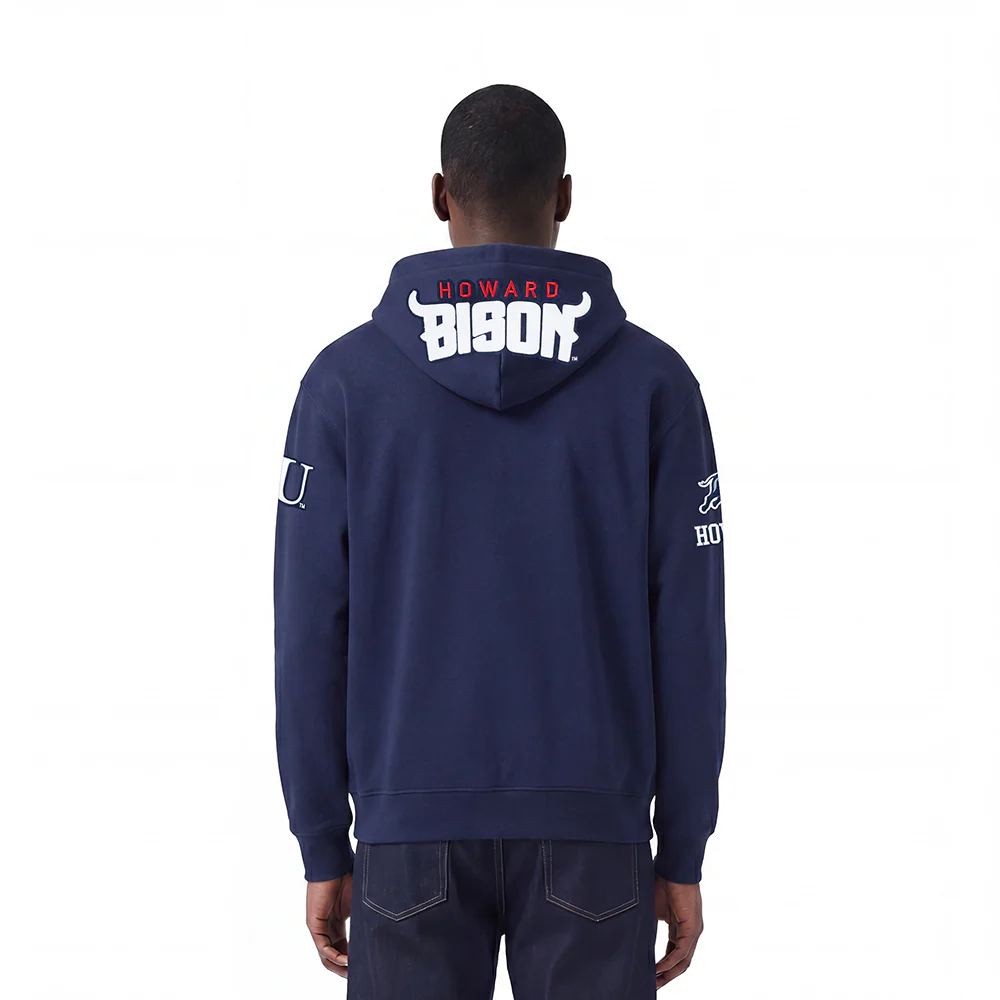HOWARD UNIVERSITY CLASSIC MEN'S FULL ZIP PULLOVER HOODIE (MIDNIGHT NAVY) - Image 2