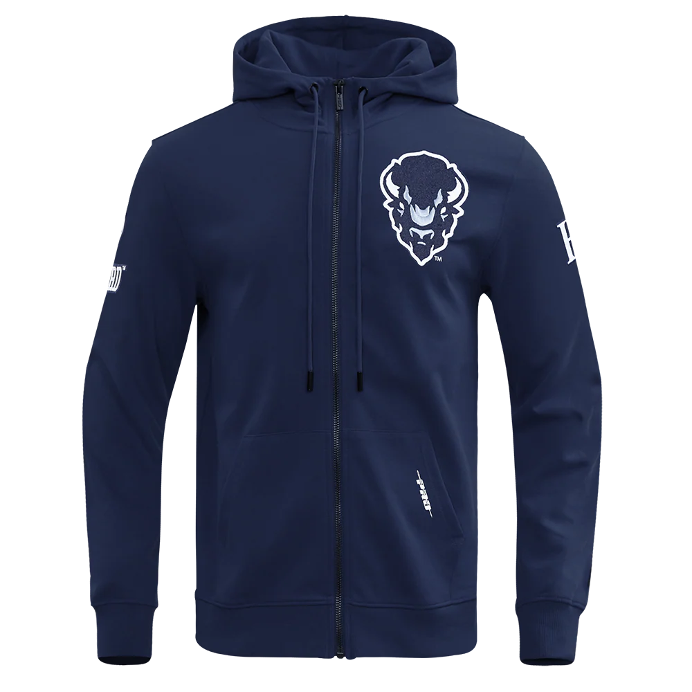HOWARD UNIVERSITY CLASSIC MEN'S FULL ZIP PULLOVER HOODIE (MIDNIGHT NAVY) - Image 3