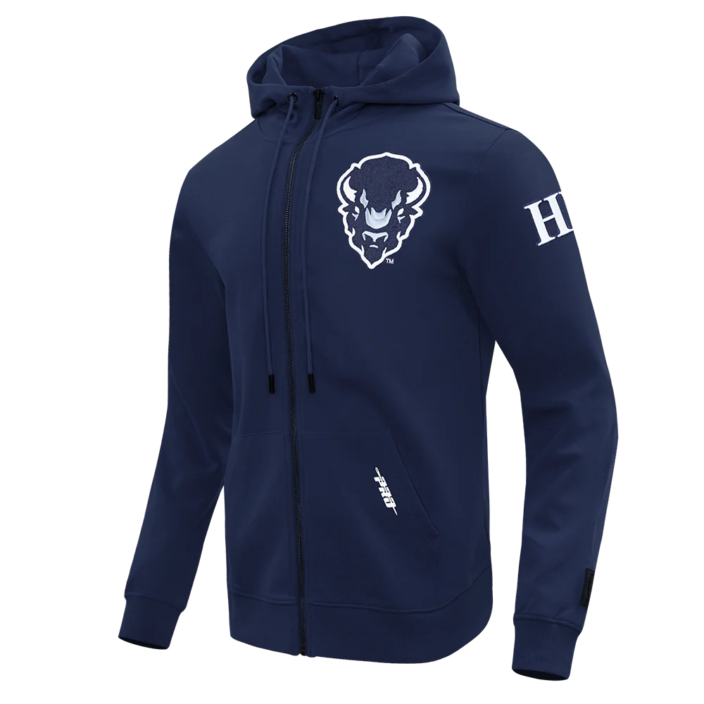 HOWARD UNIVERSITY CLASSIC MEN'S FULL ZIP PULLOVER HOODIE (MIDNIGHT NAVY) - Image 4