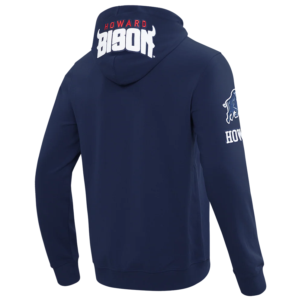 HOWARD UNIVERSITY CLASSIC MEN'S FULL ZIP PULLOVER HOODIE (MIDNIGHT NAVY) - Image 6