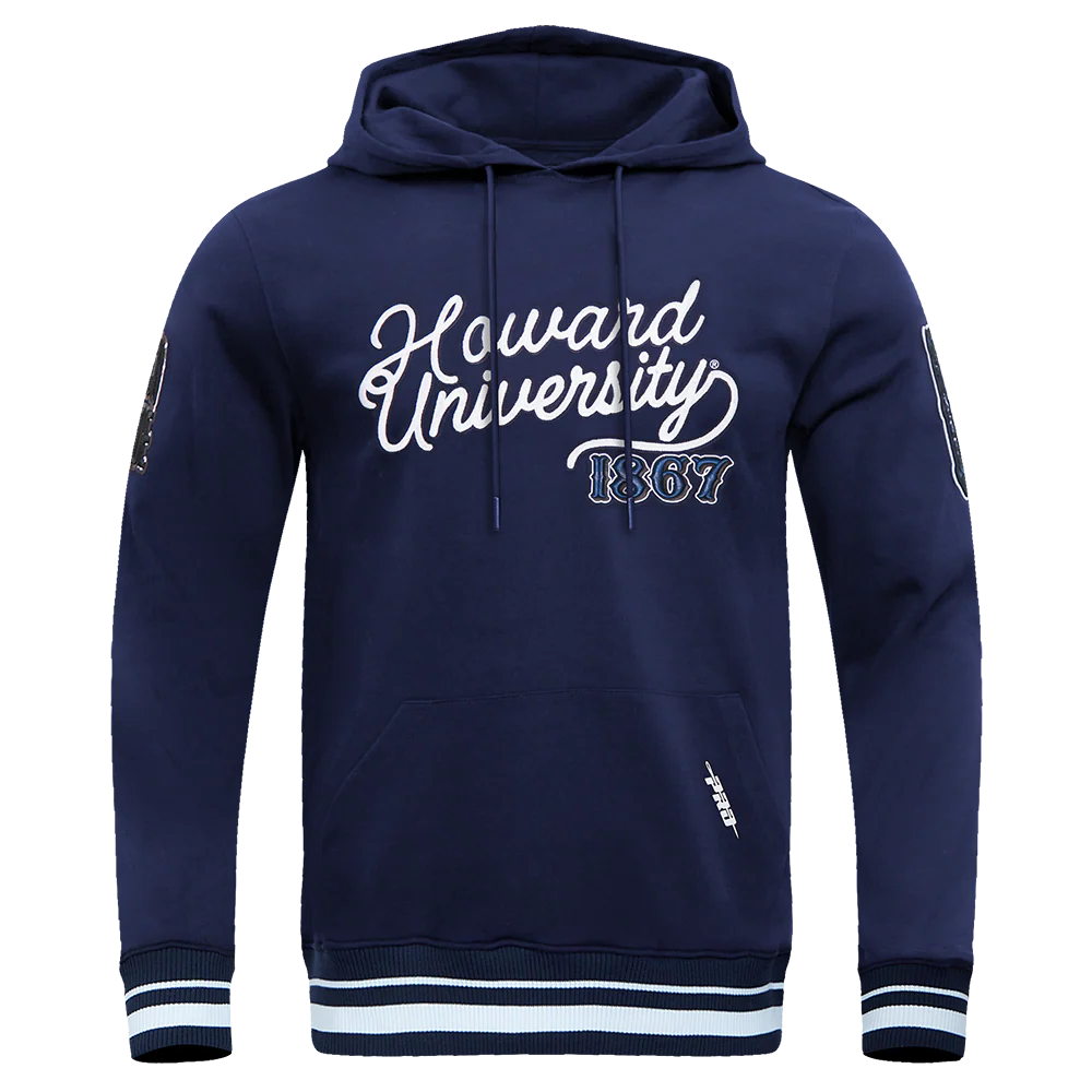 HOWARD UNIVERSITY VINTAGE VARSITY M FLC RIB PO HOODIE (MIDNIGHT NAVY)