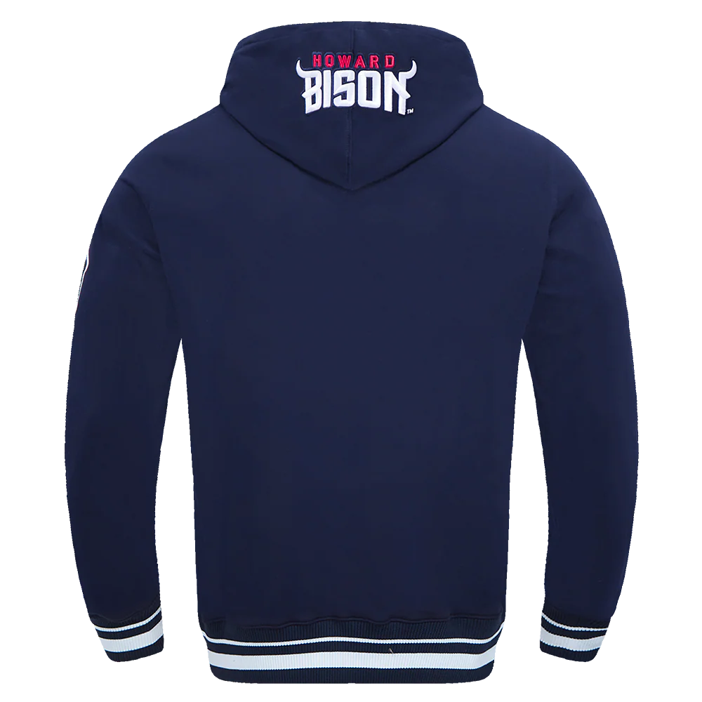 HOWARD UNIVERSITY VINTAGE VARSITY M FLC RIB PO HOODIE (MIDNIGHT NAVY) - Image 3