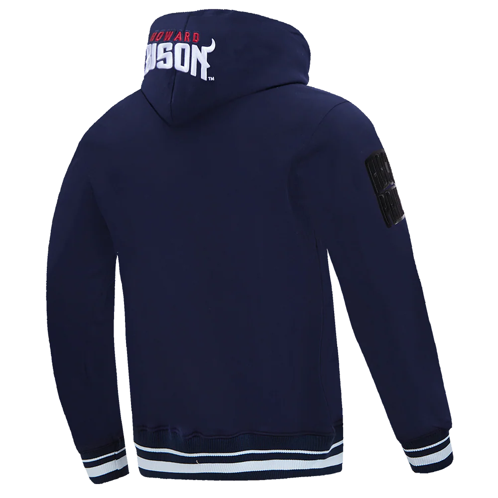 HOWARD UNIVERSITY VINTAGE VARSITY M FLC RIB PO HOODIE (MIDNIGHT NAVY) - Image 4