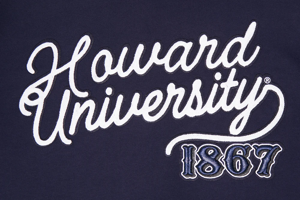 HOWARD UNIVERSITY VINTAGE VARSITY M FLC RIB PO HOODIE (MIDNIGHT NAVY) - Image 5