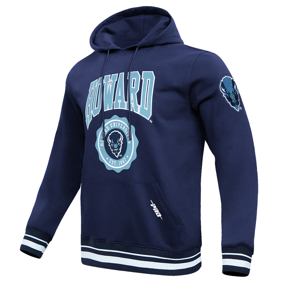 COLLEGE HOWARD UNIVERSITY CREST EMBLEM MEN'S RIB FLC PO HOODIE (MIDNIGHT NAVY) - Image 2