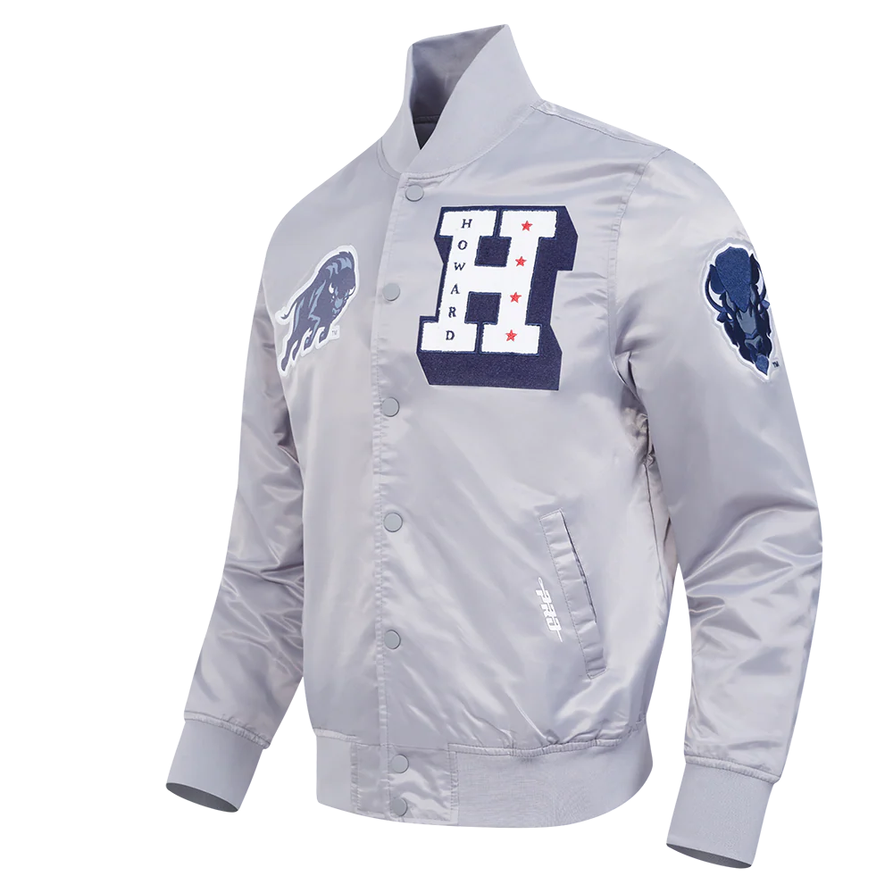 HOWARD UNIVERSITY CLASSIC SATIN JACKET (SILVER) - Image 2