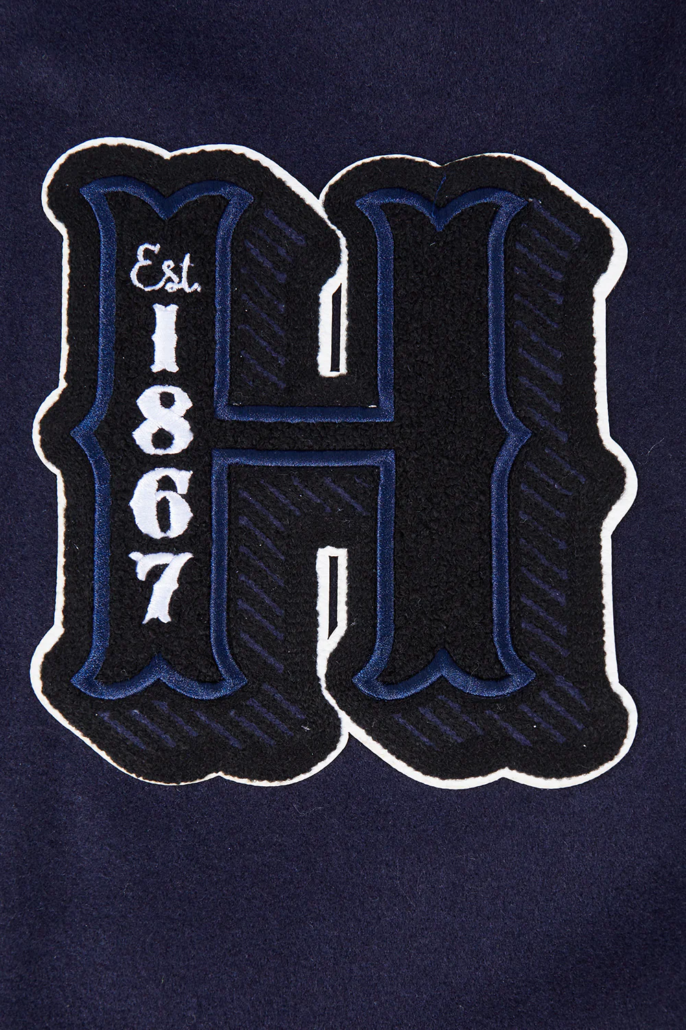 COLLEGE HOWARD UNIVERSITY VINTAGE VARSITY MEN'S RIB WOOL VARSITY JACKET (MIDNIGHT NAVY/WHITE) - Image 5