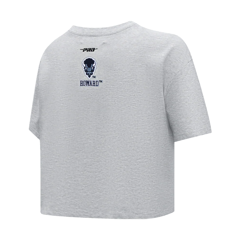 HOWARD UNIVERSITY CLASSIC WOMEN'S BOXY TEE (HEATHER GREY) - Image 4