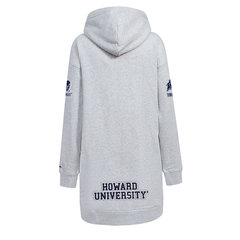 HOWARD UNIVERSITY CLASSIC WOMEN'S FLEECE HOODIE DRESS (HEATHER GREY) - Image 3