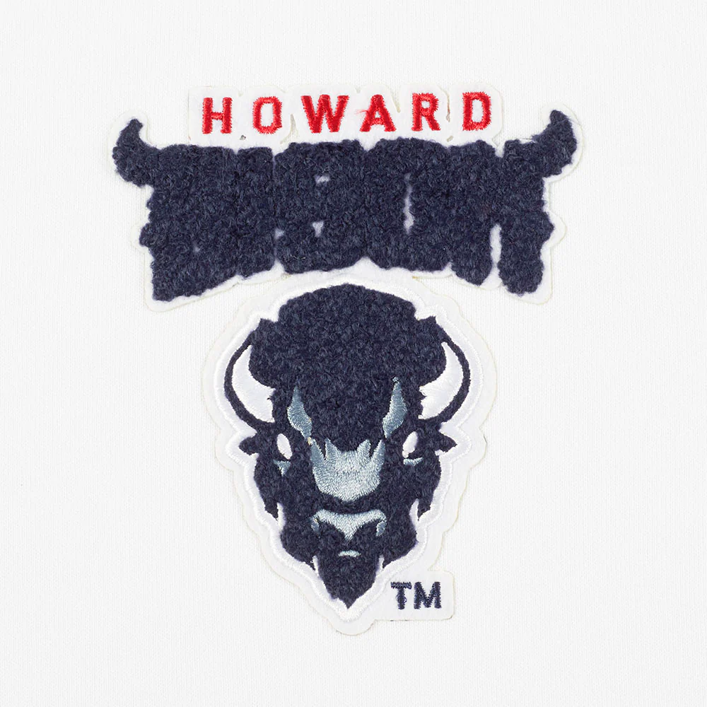 HOWARD UNIVERSITY CLASSIC WOMEN'S RIB FLEECE CREWNECK (WHITE/BLACK) - Image 5