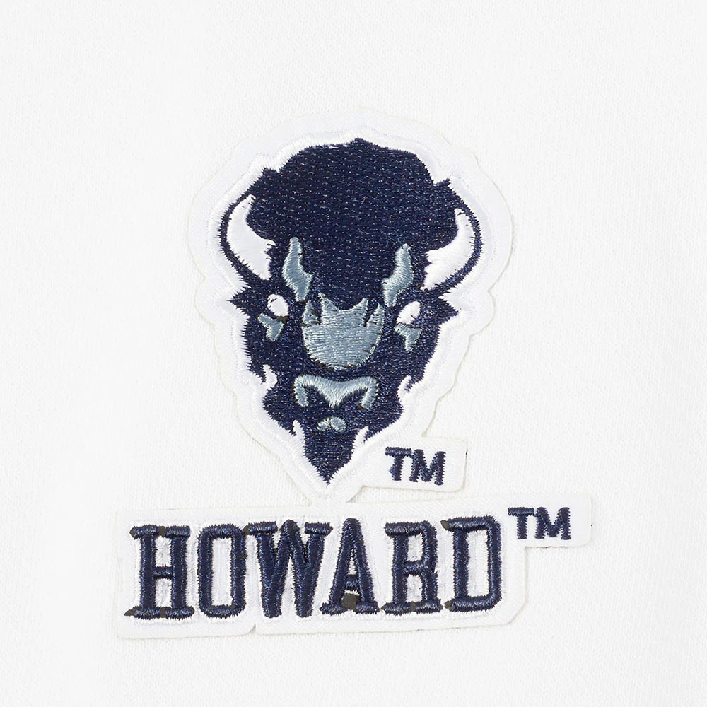 HOWARD UNIVERSITY CLASSIC WOMEN'S RIB FLEECE CREWNECK (WHITE/BLACK) - Image 6