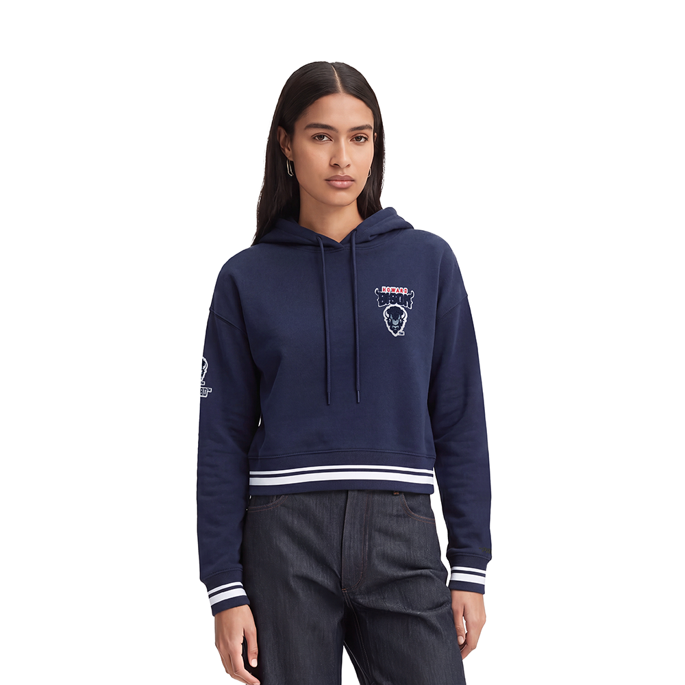 HOWARD UNIVERSITY CLASSIC WOMEN'S RIB CROPPED PULLOVER HOODIE (MIDNIGHT NAVY)